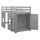 preview thumbnail 11 of 10, Wood Twin Size Loft Bed with Built-in Storage Wardrobe and 2 Windows