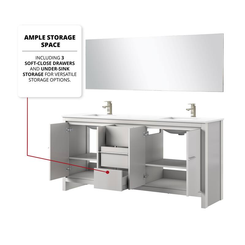 Lafarre Bath Vanity with Cultured Marble Top, Sink, Mirror and Brushed Nickel Faucet