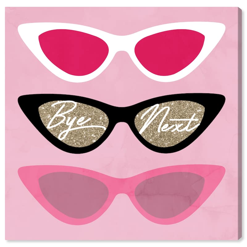 Wynwood Studio Prints Fashion and Glam Bye Next Sunglasses Pink and Metallic Gold Glam Wall Art Canvas Print