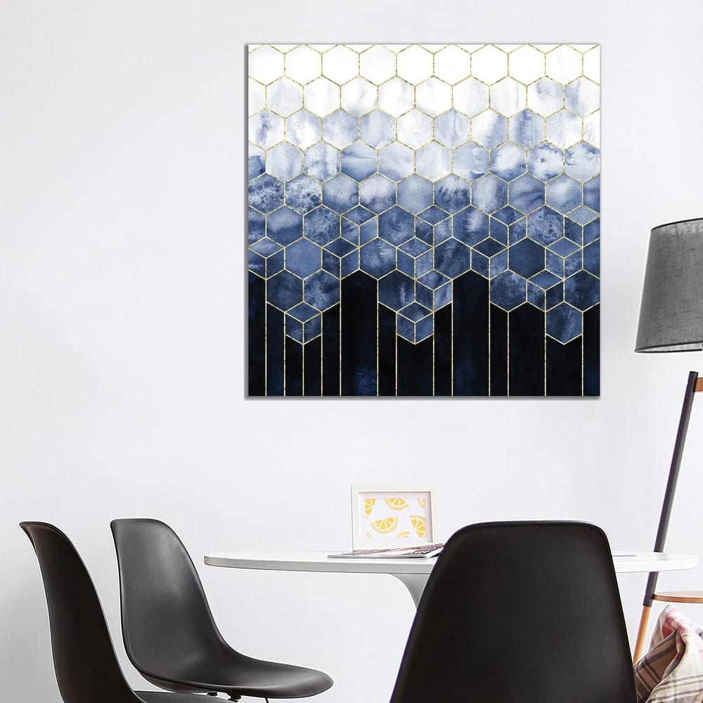 iCanvas "Geometric Cubes Modern Navy Blue and Gold Abstract Watercolor" by Nature Magick Canvas Print