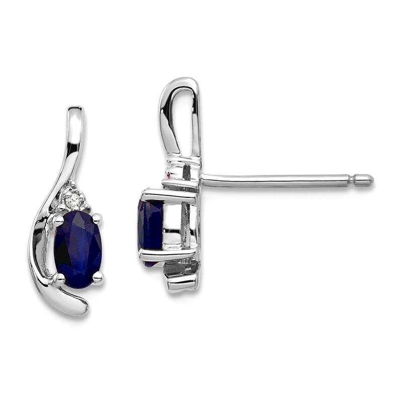 Curata 14k White Gold Natural Gemstone Diamond Teardrop Earrings - 14x5mm - Sapphire