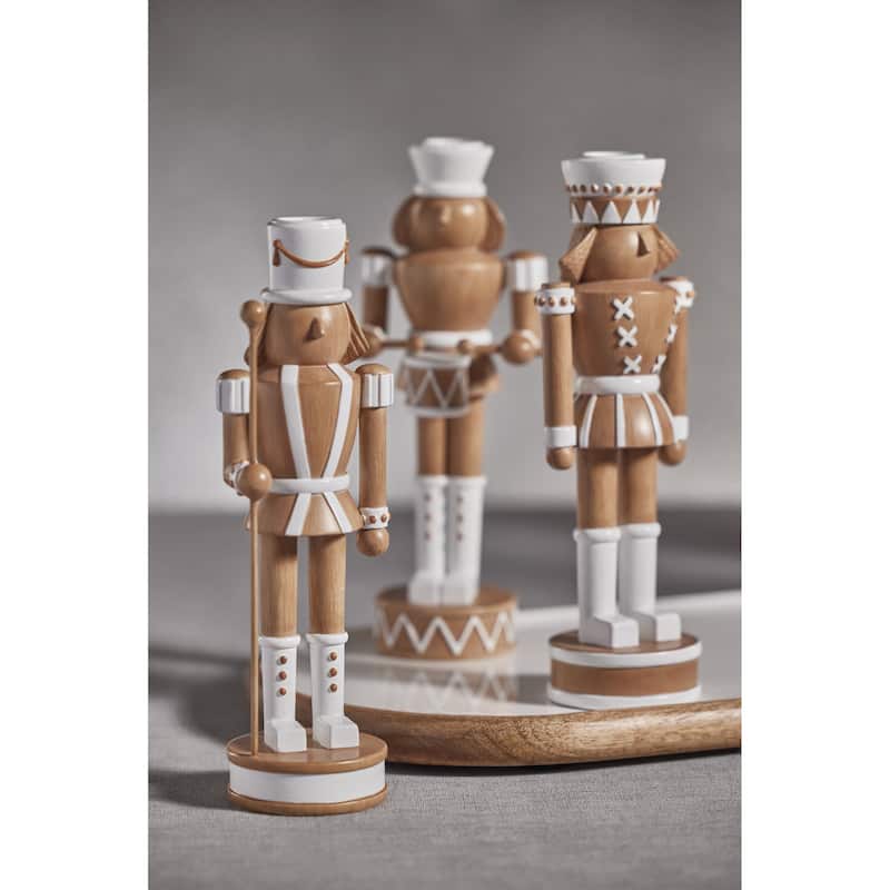 Gelsey 9.75" Tall Nutcracker with Drum Taper Candle Holder