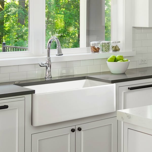 White 30-inch Single Bowl Farmhouse Apron Kitchen Sink