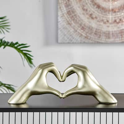Heart Hands Handmade Resin Sculpture - N/A