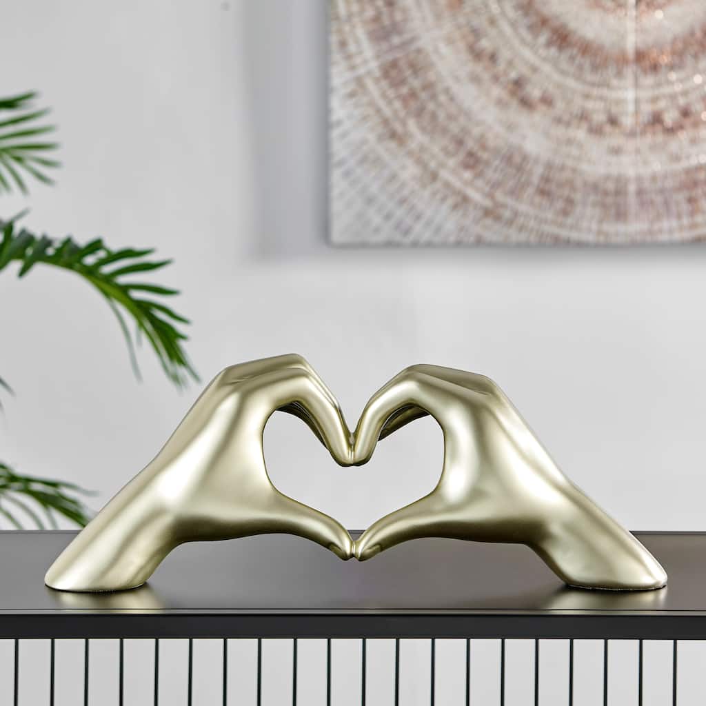 Heart Hands Handmade Resin Sculpture - N/A