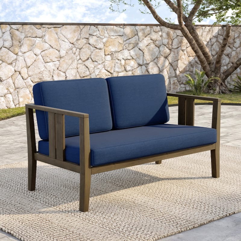 Teak Wood Weatherproof Outdoor Loveseat