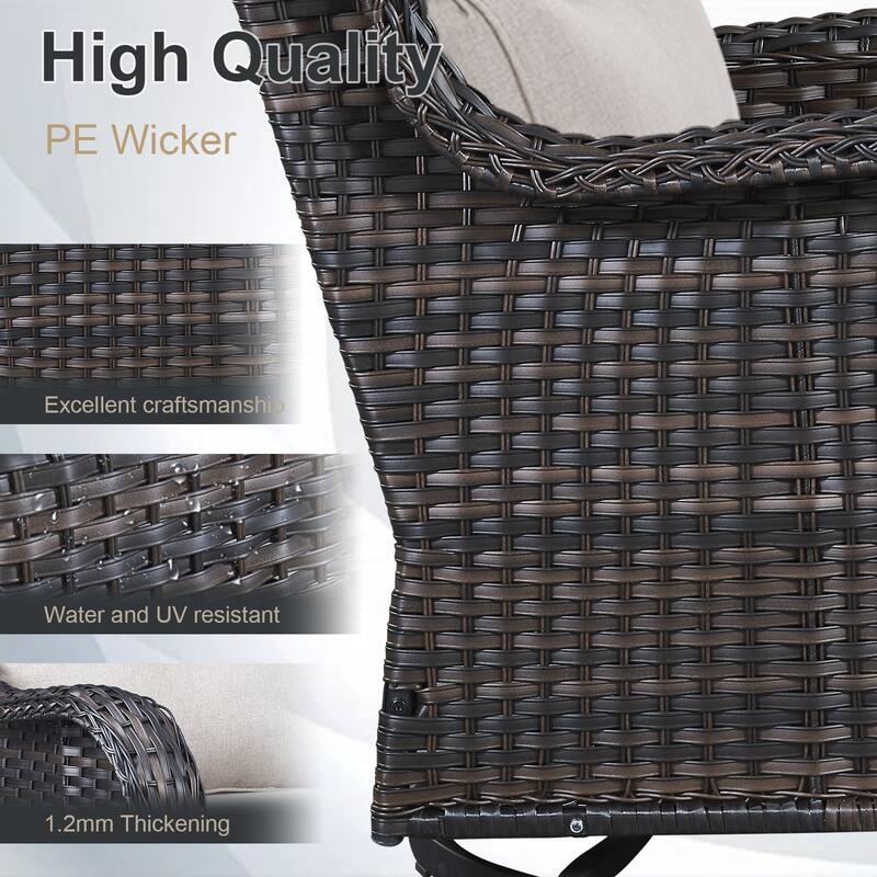 Meyreso 5-Piece Wicker Outdoor Patio Conversation Set with 5-Inch Thick Olefin Cushions