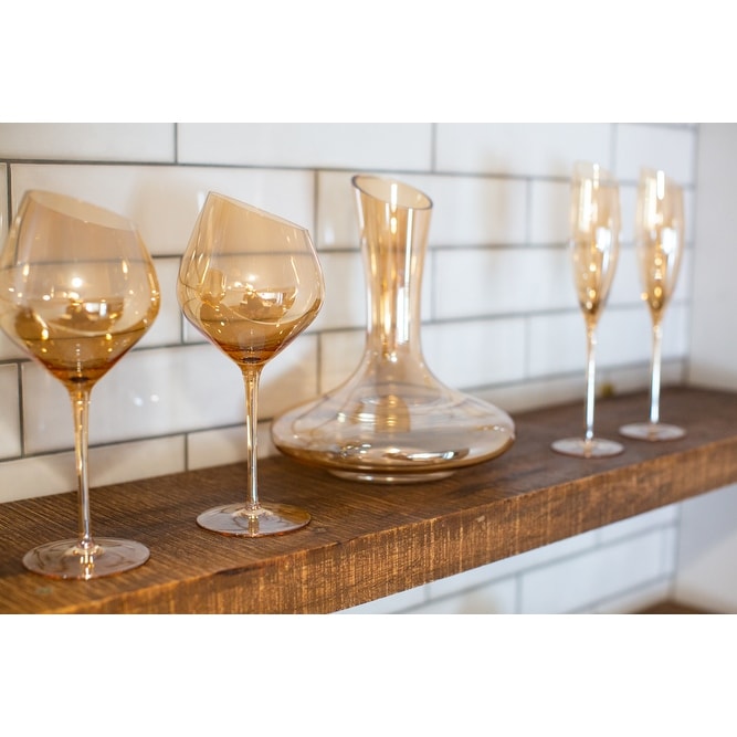 Jeanne Fitz Scalloped Rim Fluted Wine Glass, Set of 4, 12oz, Blush