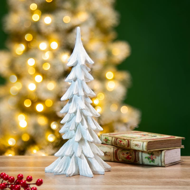 Glitzhome 14.75"H Resin Christmas Table Tree Holiday Decor