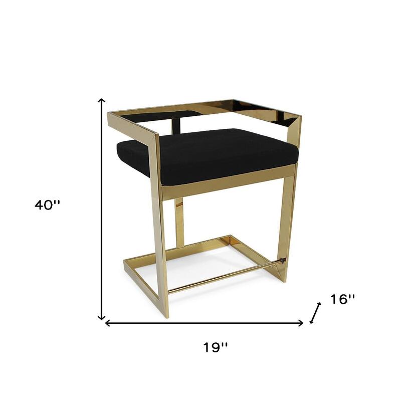 Velvet Stainless Steel Low Back Bar Chair with Armrests and Footrest
