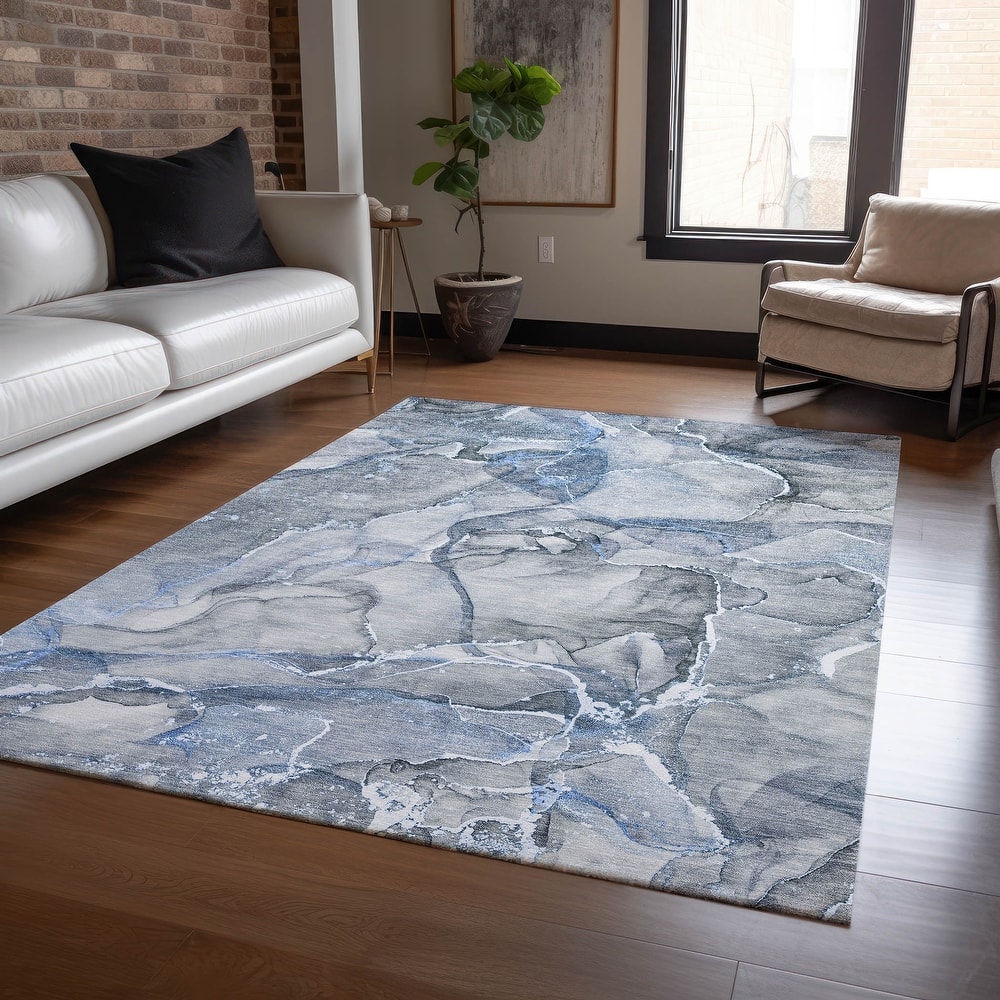 Machine Washable Indoor/ Outdoor Abstract Chantille Rug