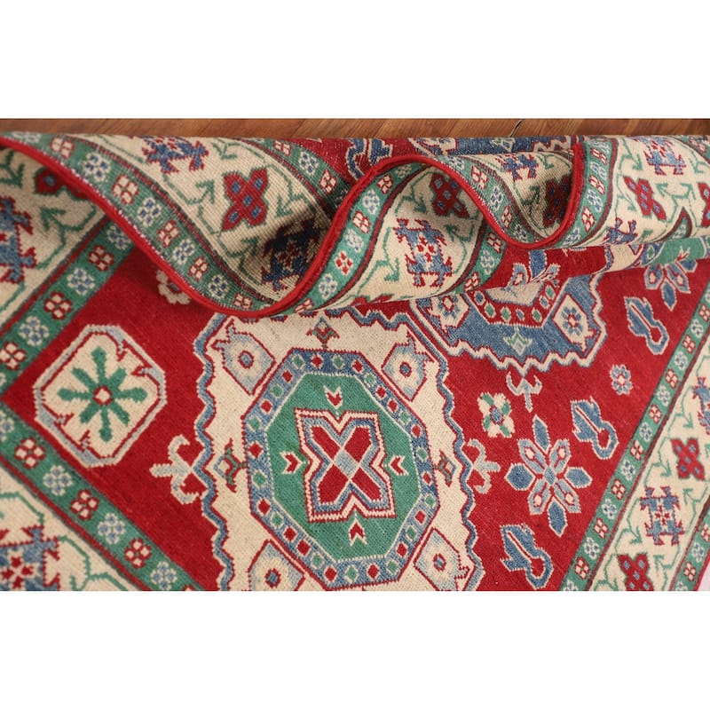Red Kazak Area Rug Handmade Traditional Wool Carpet - 3'11" x 5'9"