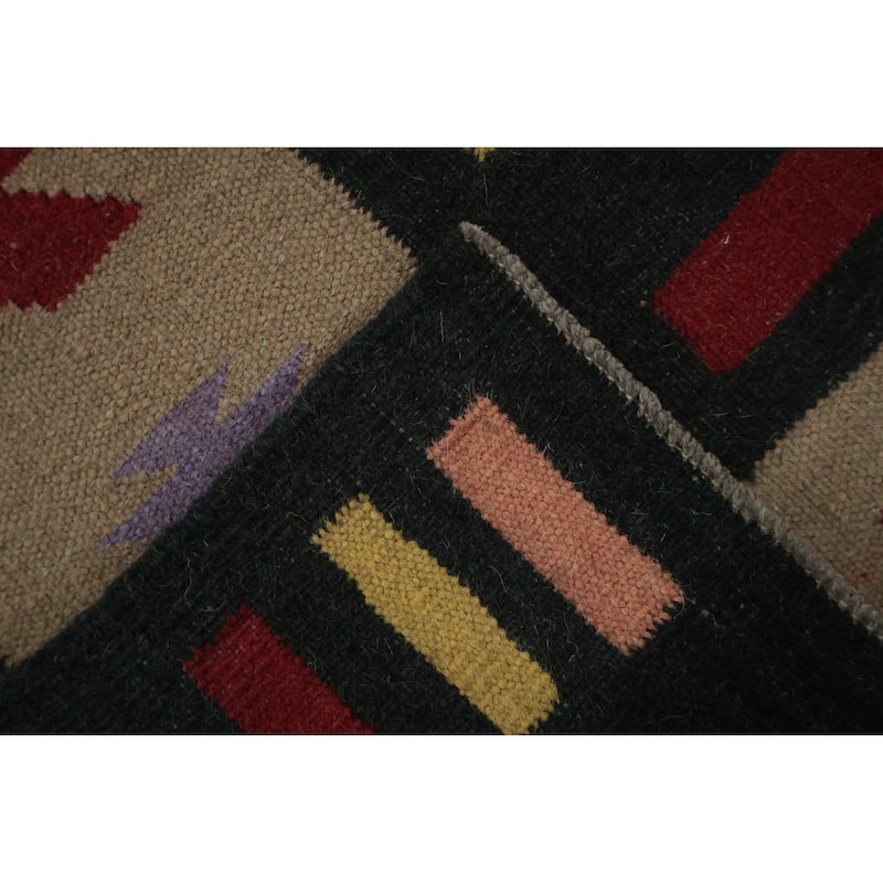Hand Woven Oriental 100% Wool Carpet Southwestern Tribal Brown Kilim Area Rug - 10' 5'' X 8' 6''