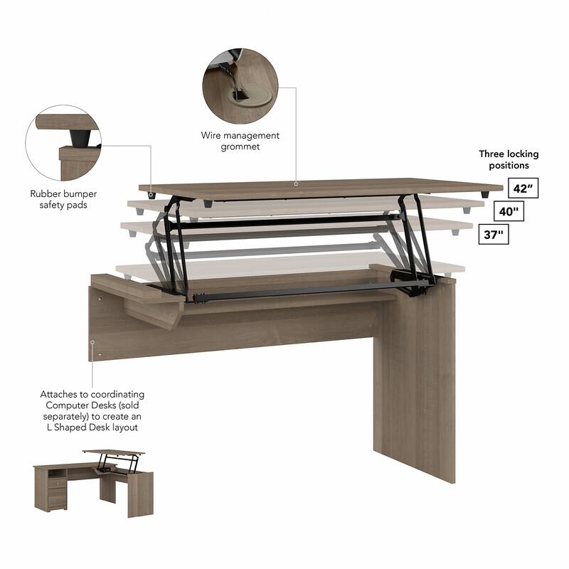 Cabot 3 Position Sit to Stand Desk Return by Bush Furniture