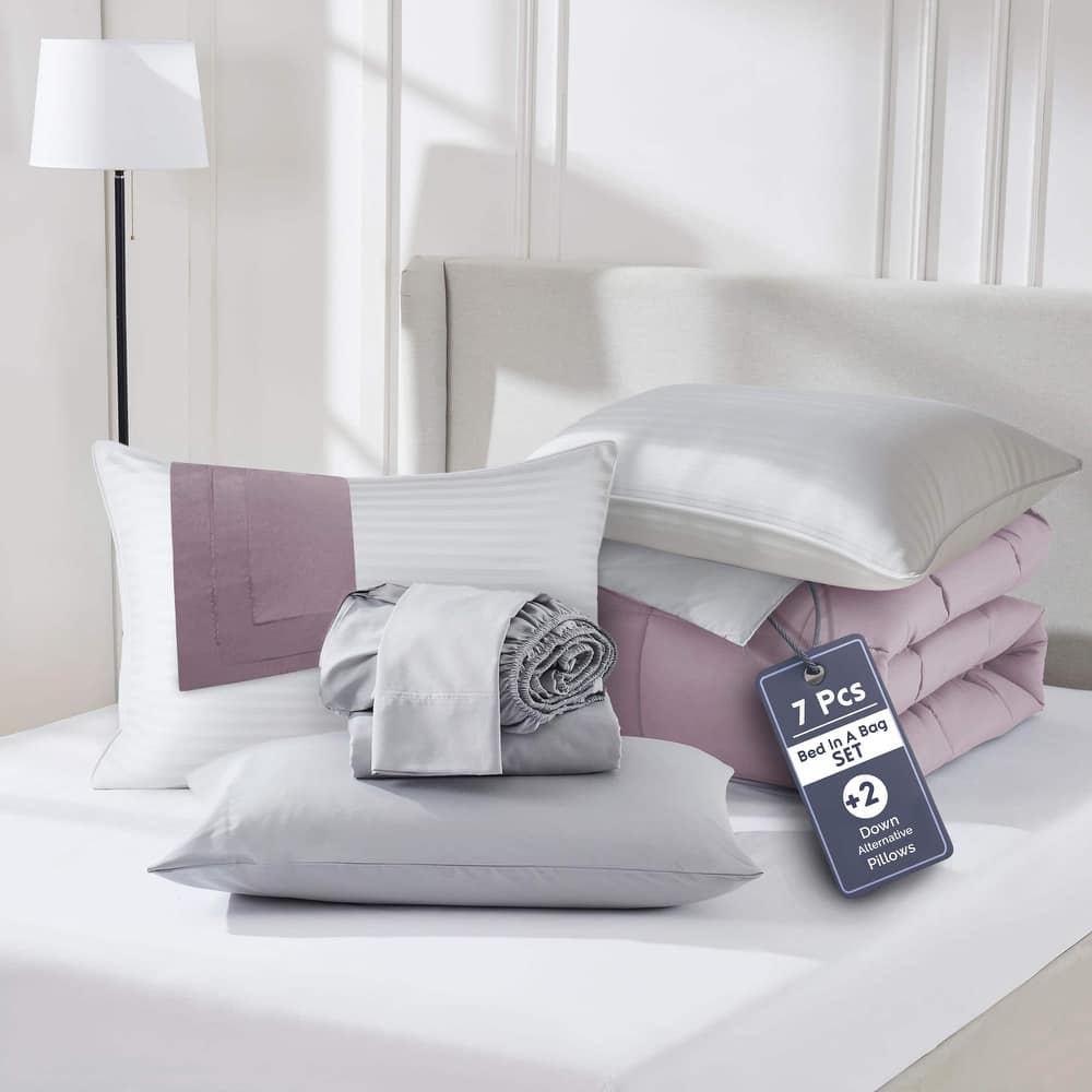 Empyrean Reversible Comforter Set Bed in a Bag with Down Alternative Pillow