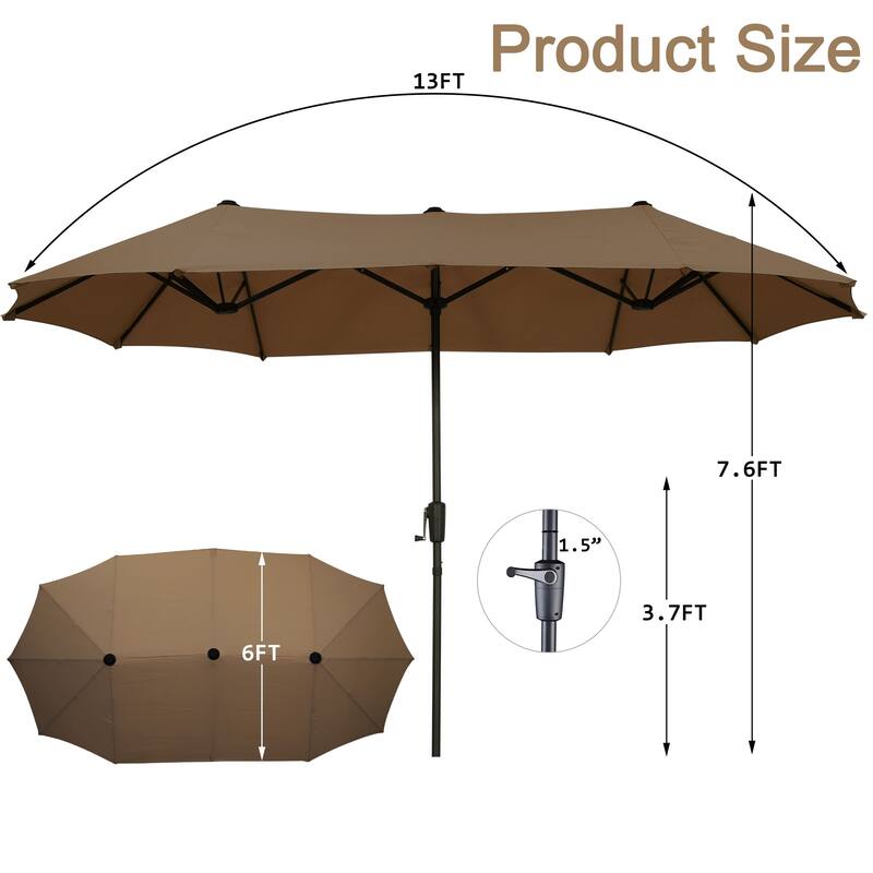Autlaycil 13ft Extra Large Patio Umbrella with Solar Lights(Without Base)