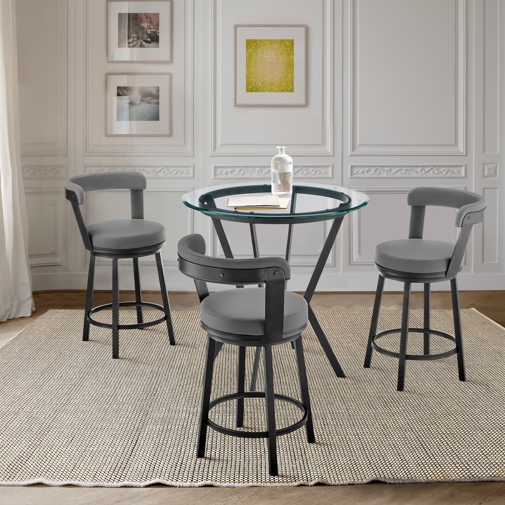 Naomi Bryant Black and Gray Faux Leather Counter Height Dining Set with Swivel Bar Stools