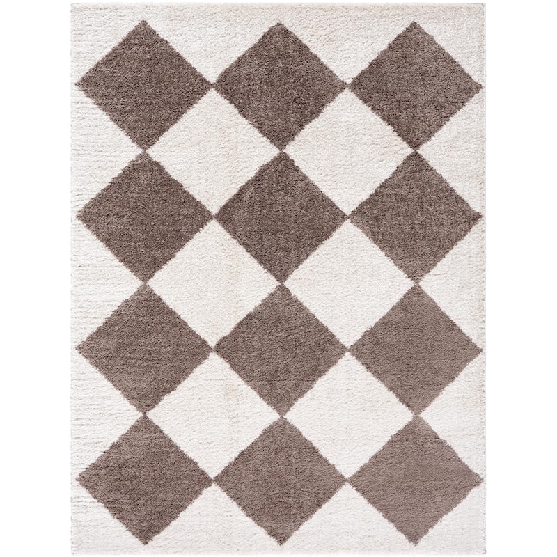Livabliss Scandinavian Fossay Shag Diamond Washable Area Rug