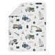 preview thumbnail 2 of 4, Construction Truck Collection Boy 5pc Toddler-size Comforter Set - Grey Yellow Black Blue and Green Transportation Chevron Arrow