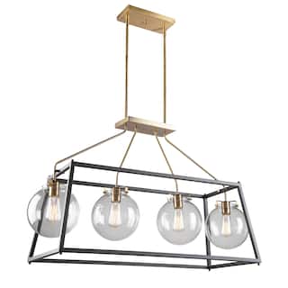 Artcraft Bridegtown - 4-Light Cage Island Light - Black/Harvest Brass
