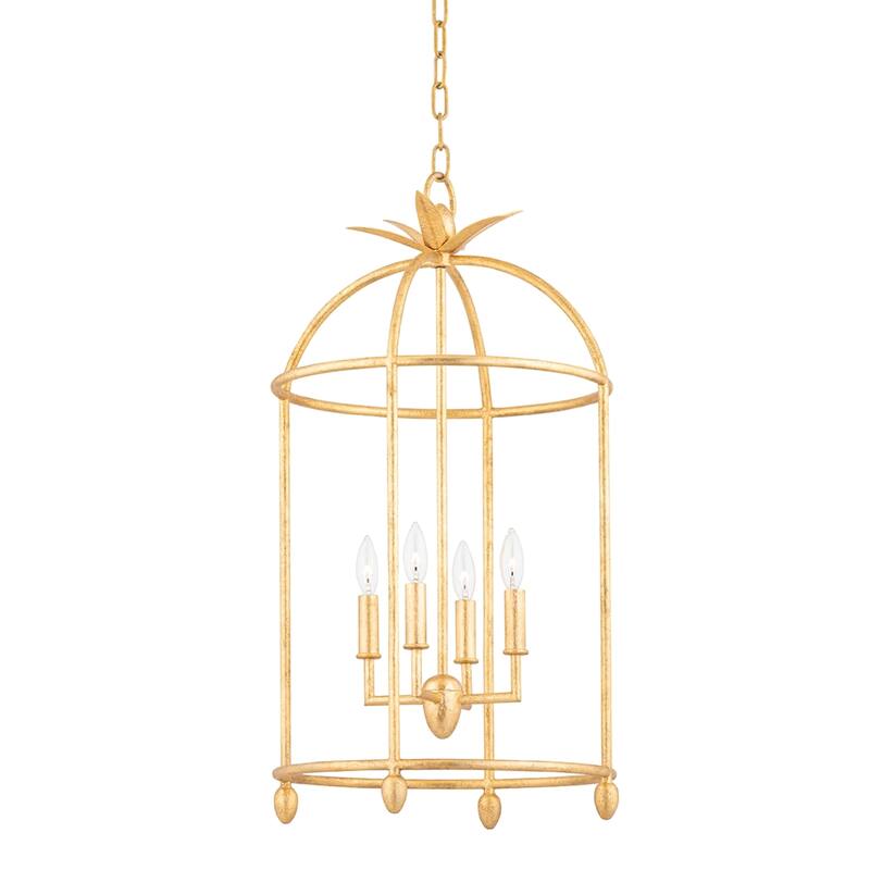 Brooks - Light Pendant - Black Iron/Vintage Gold Leaf Frame