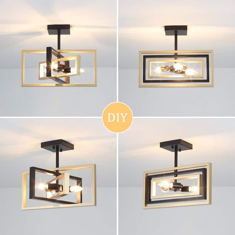 15.8 in. 3-Light Modern Farmhouse Semi-Flush Mount Ceiling Light, Classic Semi Flush Mount Chandelier for Kitchen Dining Room