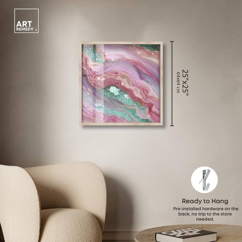 Pink and Mint Crystal II Shadowbox by Art Remedy