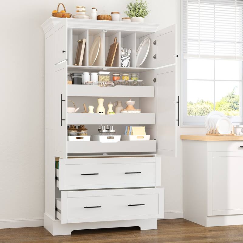 Farmhouse Freestanding 40''x18''x72.6'' Kitchen Pantry