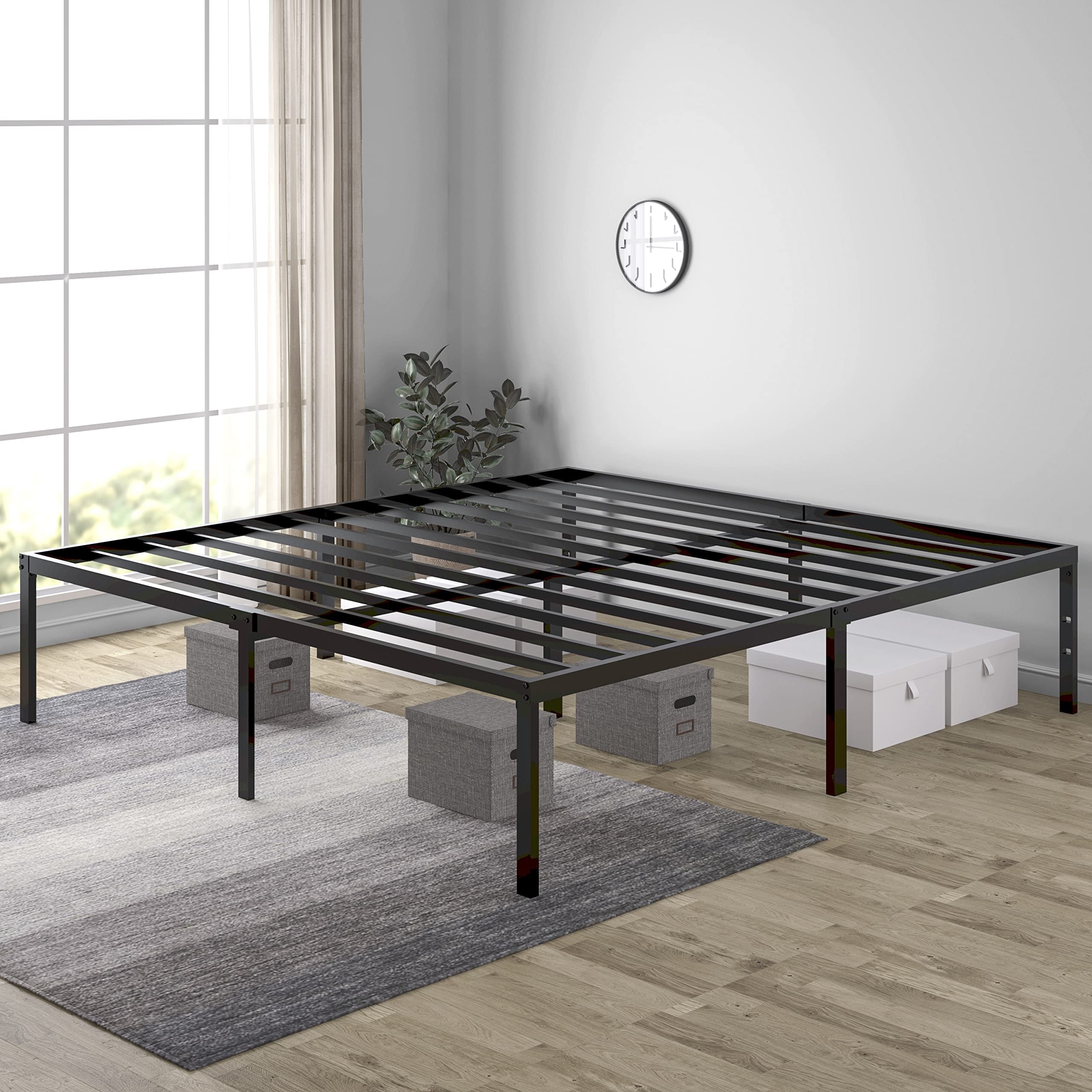 King Size Sturdy Metal Bed Frame Heavy Duty Platform Bed Frame No
