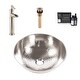 preview thumbnail 1 of 8, Bohr Nickel 14.25" Round Vessel Bath Sink with Ashfield Vessel Faucet Kit