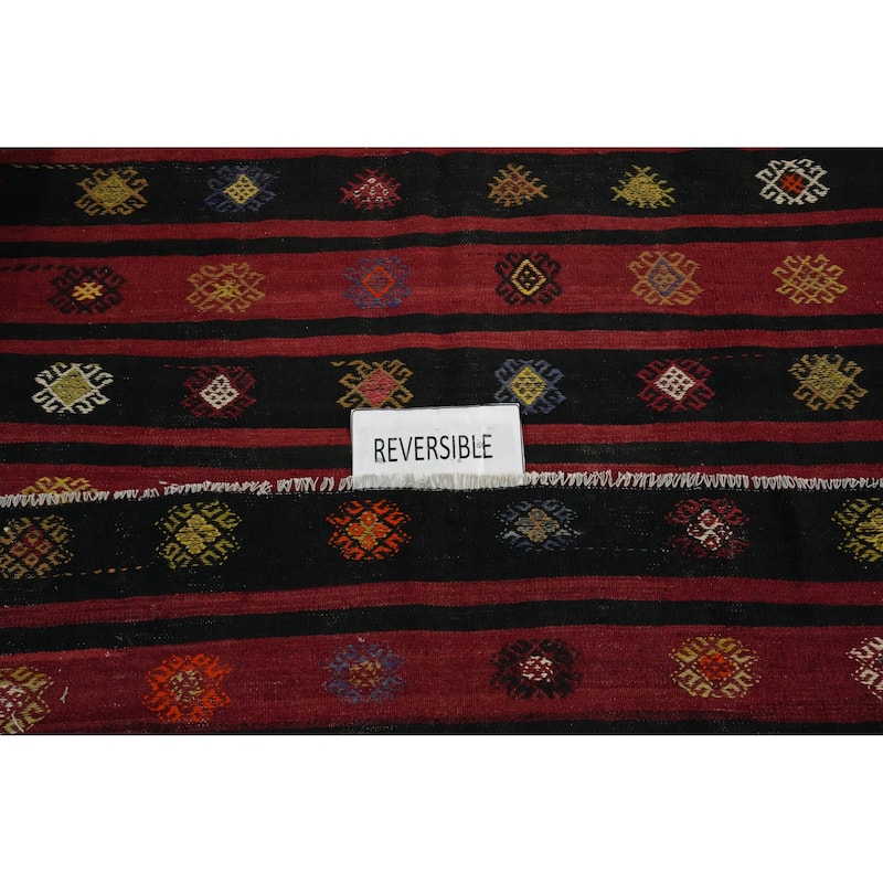 Hand Woven Oriental 100% Wool Carpet Southwestern Tribal Red Kilim Area Rug - 10' 5'' X 6' 6''
