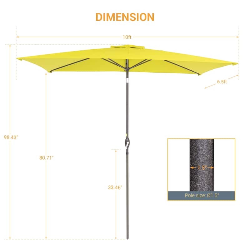 LIVOOSUN 10 x 6.5ft Outdoor Market Patio Umbrella w/Tilt and Crank