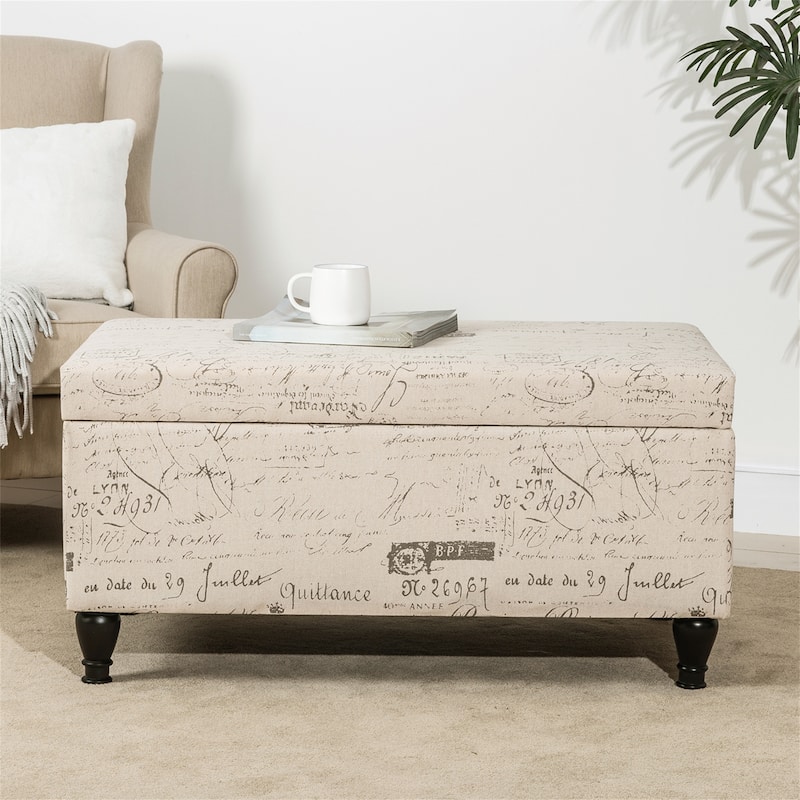 Adeco French Storage Ottoman Footstool Bench with Lift Top
