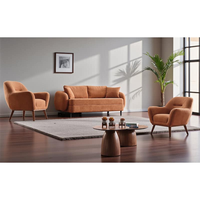 Havenbrook 3 Pieces Living Room Sets 2 Sofa 1 Chair - Orange