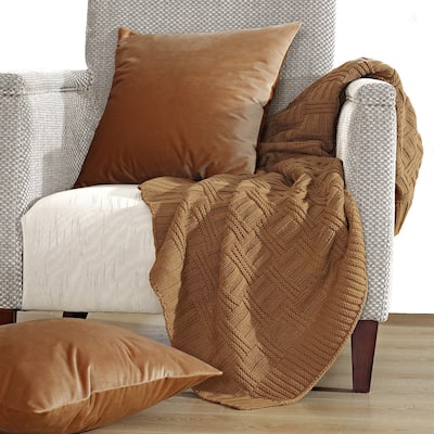 EZ Match Brooke Cable Knitted Throw Combo