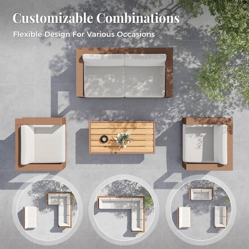 MAINSON ARTS Outdoor Patio Furniture Set, Rattan Wicker Modular Sectional Conversation Set with 10" Extra Thick Cushions