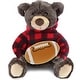 preview thumbnail 1 of 4, DolliBu Brown Bear Stuffed Toy w/ Red Plaid Hoodie with Football Plush - 10 inches