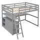 preview thumbnail 13 of 34, Stylish & Simple Full Size Loft Bed with Desk and Shelves, 2 Built-in Drawers, Safety Guaranteed, Multifunctionl Design, Gray