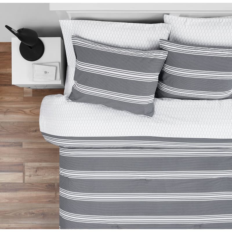 Nautica Craver Reversible Grey Cotton Comforter Set