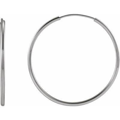 Curata 14k White Gold 25x1mm Polished Endless Flexible Tube Hoop Earrings