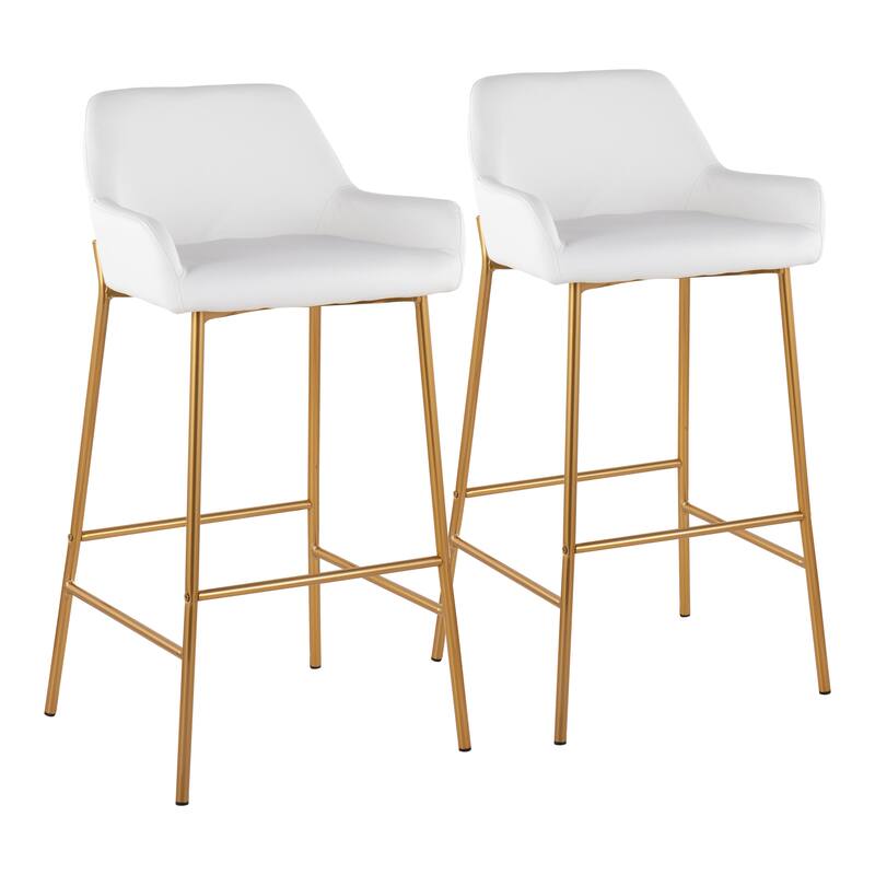Silver Orchid Galotti Gold Fixed-Height Upholstered Bar Stool - Set of 2