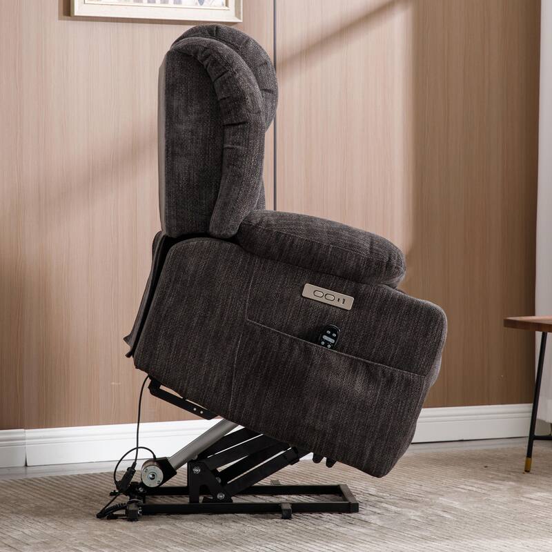 350 LBS Power Lift Recliner - Chenille, Massage, Heating, USB Ports