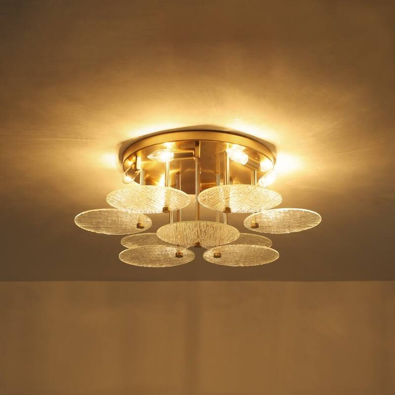 Contemporary Glam 6-Light Clear Ripple Glass Tiered Semi-flush Mount - 25.0 in