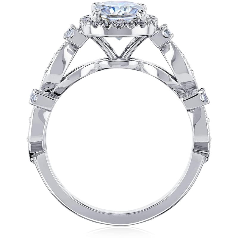 Annello by Kobelli 14K Gold Moissanite with Halo Eyelet Engagement Ring (HI/VS, GH/SI)