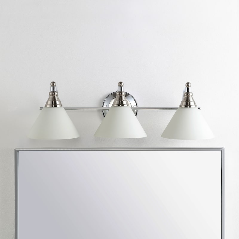SAFAVIEH Lighting Frauke Wall Sconce - 24.4"x8.5"x7" - Nickel/White - 24Wx9Dx7H