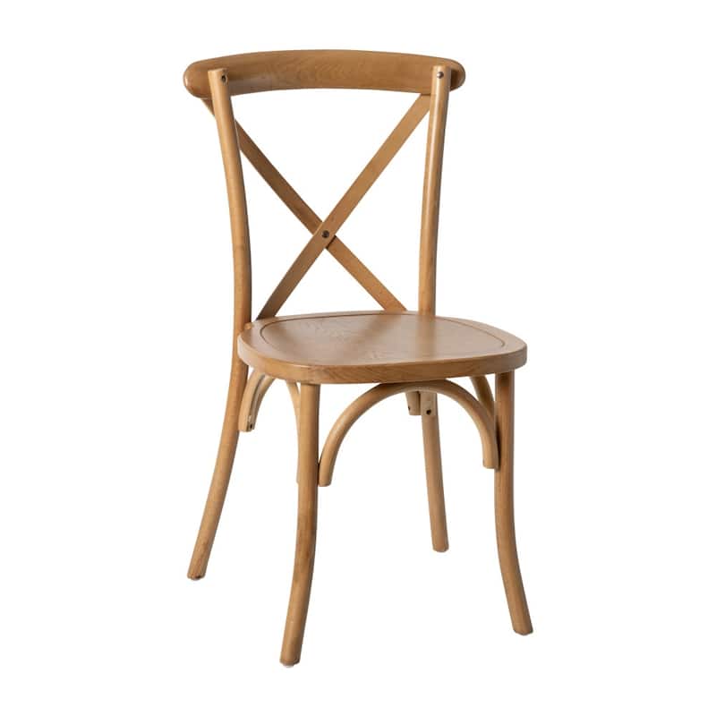 Modern Solid Wood Stacking Cross Back Dining Chairs (Set of 2)