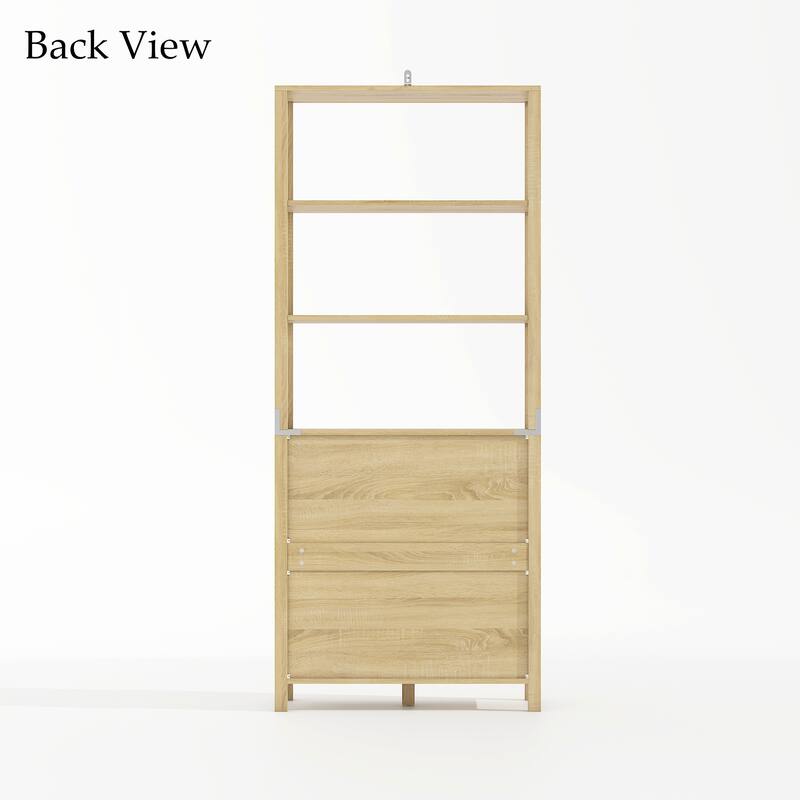 Tall Laundry Hamper Cabinet with Shelves and Drawer for Bathroom
