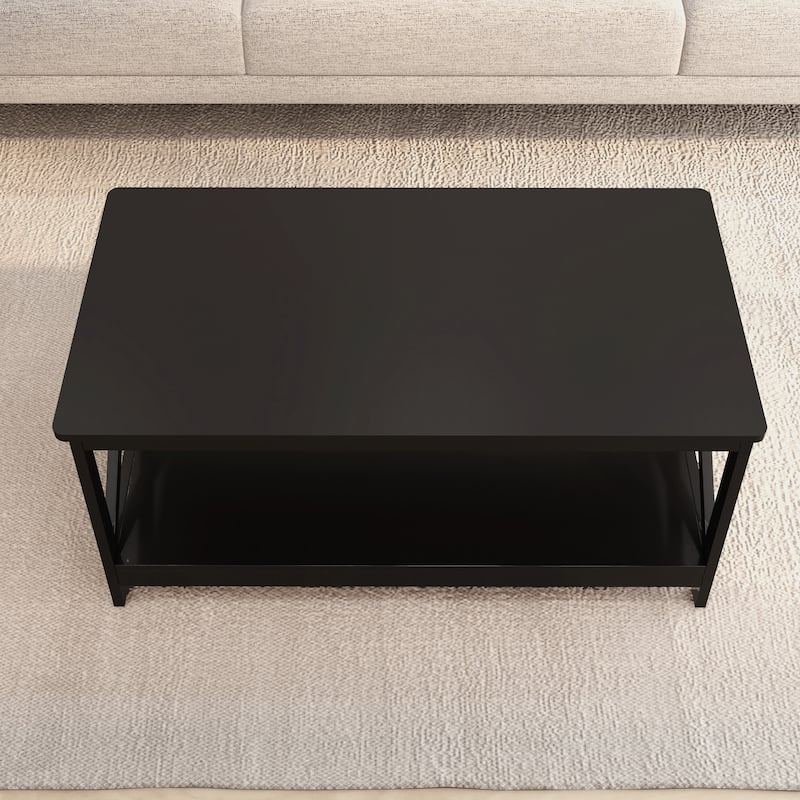 Rectangle Wooden Coffee Table 2-Tier End Table