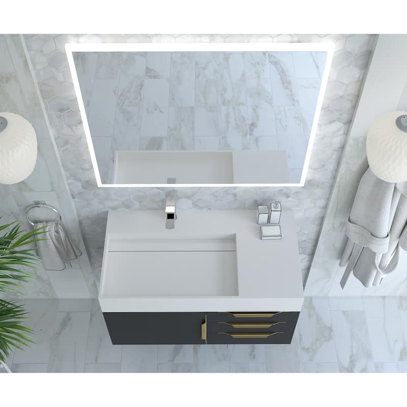 Amazon 36" Wall Mounted Bathroom Vanity Set w/ White Top