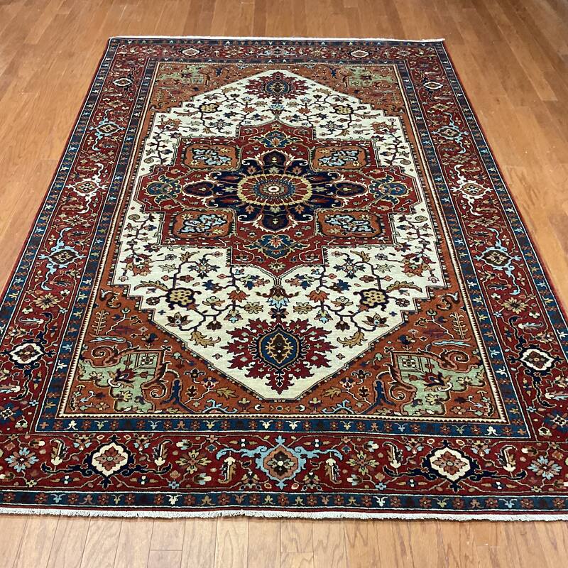 HERAT ORIENTAL Handmade 5'11 x 8'11 Serapi Wool Rug - 5'11" x 8'11"